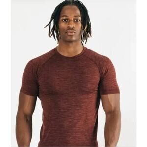 New Alphalete Medium Hero Seamless Tee Sparrow Brown Crew Neck Short Sleeves